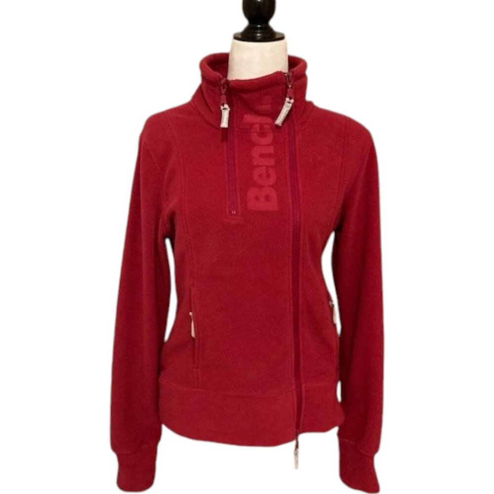 Bench fleece high neck jacket red women's size L